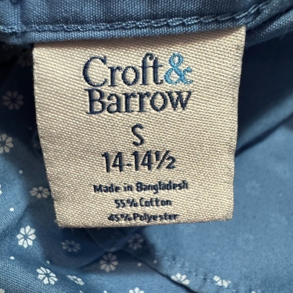 Croft & Barrow Shirt Mens Blue & White Floral Short Sleeve Button Up Shirt Small - Picture 12 of 15
